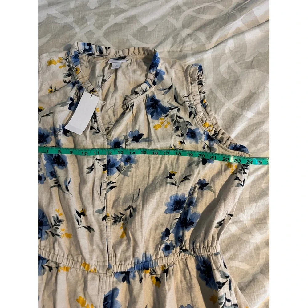 Liz Claiborne Floral Cotton Linen Midi Dress Blue Yellow XXL NWT - Picture 4 of 7